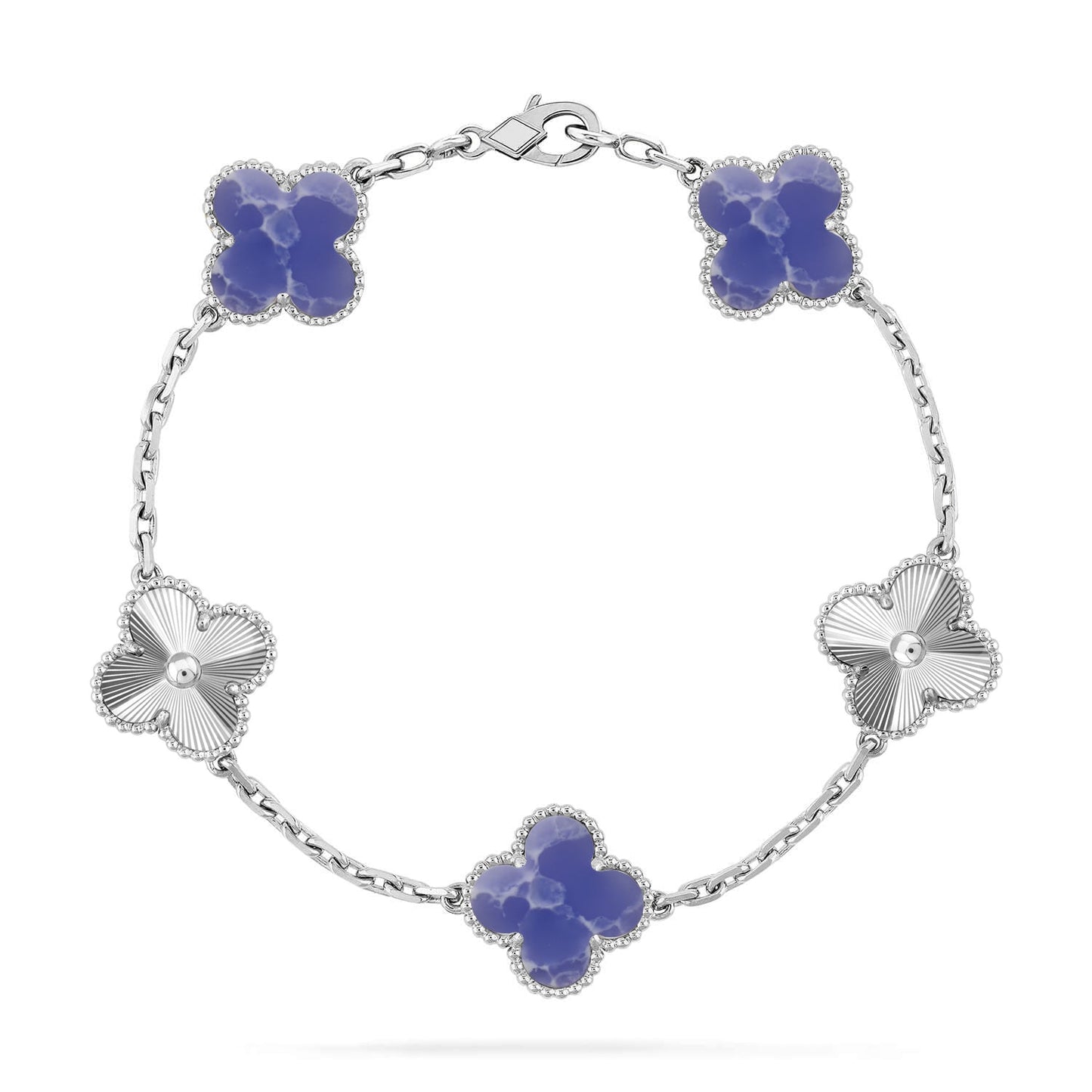 [Loran]LUCKY CLOVER 5-MOTIF BRACELET - BLUE LARIMAR COLLECTION