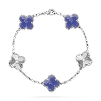 [Loran]LUCKY CLOVER 5-MOTIF BRACELET - BLUE LARIMAR COLLECTION