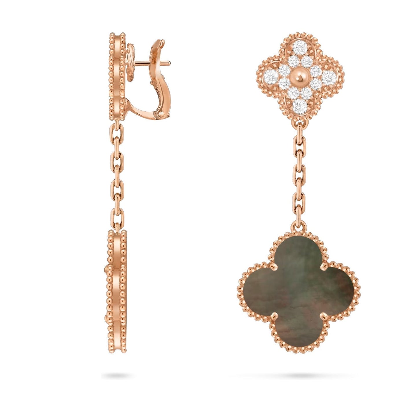[Loran]CLOVER DUAL-MOTIF STATEMENT STUD EARRINGS - DOUBLE-CHARM COLLECTION