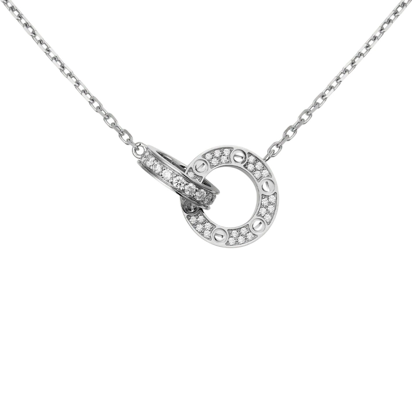 [Loran]LOVE DOUBLE-RING PENDANT FULL-PAVÉ NECKLACE