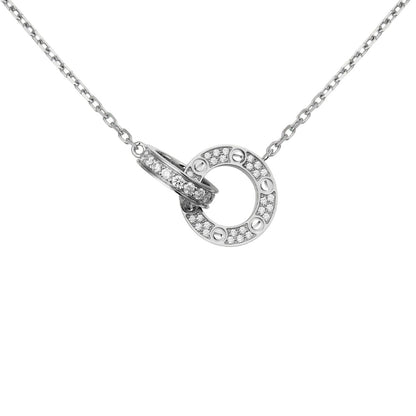 [Loran]LOVE DOUBLE-RING PENDANT FULL-PAVÉ NECKLACE