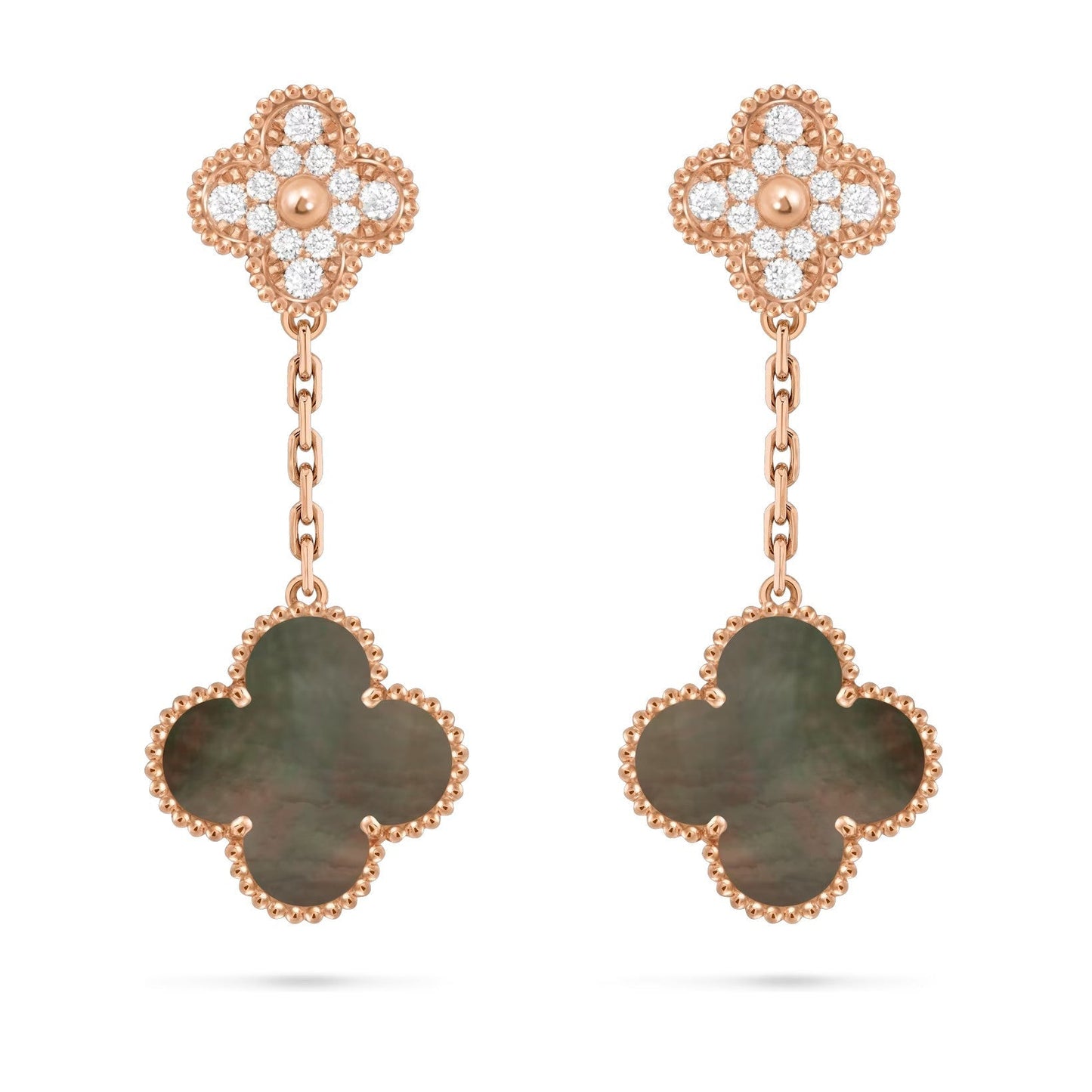 [Loran]CLOVER DUAL-MOTIF STATEMENT STUD EARRINGS - DOUBLE-CHARM COLLECTION