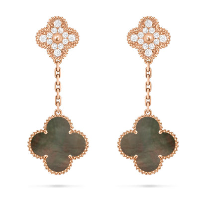 [Loran]CLOVER DUAL-MOTIF STATEMENT STUD EARRINGS - DOUBLE-CHARM COLLECTION