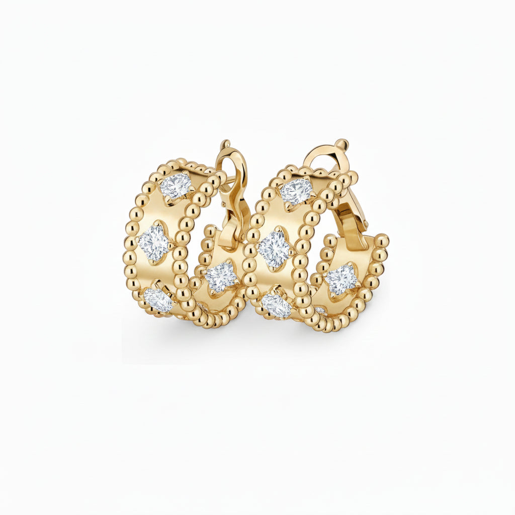 [Loran]KALEIDOSCOPE CLOVER HOOP EARRINGS