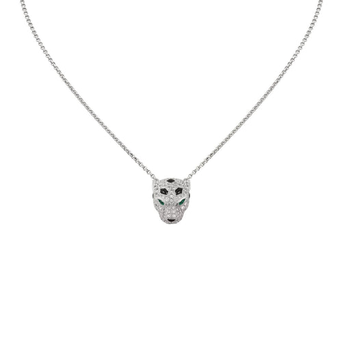 [Loran]LEOPARD HEAD FULL PAVÉ DIAMOND PENDANT NECKLACE