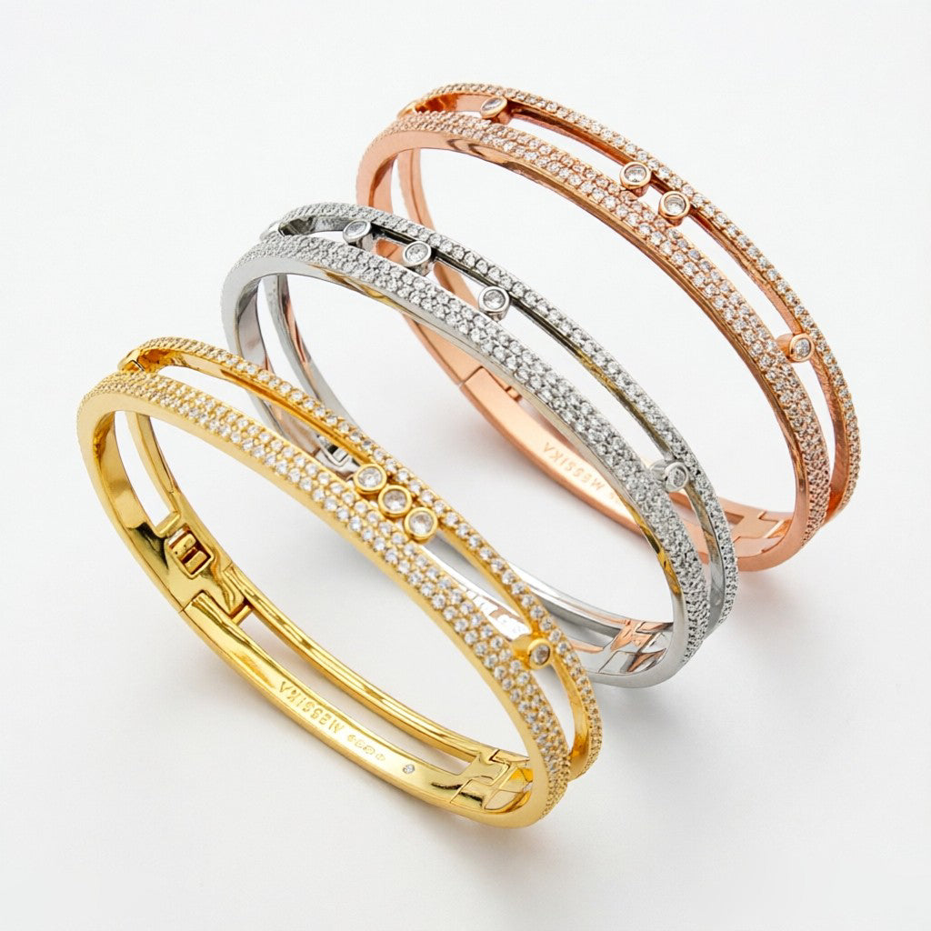 [Loran]MOVE ROMANE PAVÉ DIAMOND BANGLE BRACELET