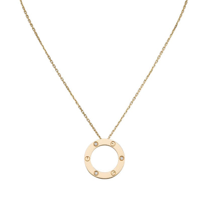 [Loran]LOVE LARGE CIRCULAR PENDANT 3-DIAMOND NECKLACE