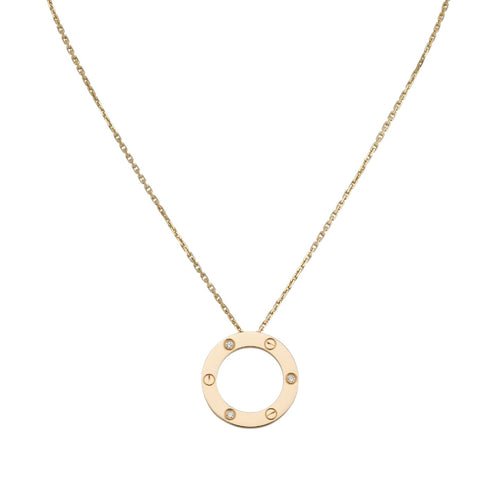 [Loran]LOVE LARGE CIRCULAR PENDANT 3-DIAMOND NECKLACE