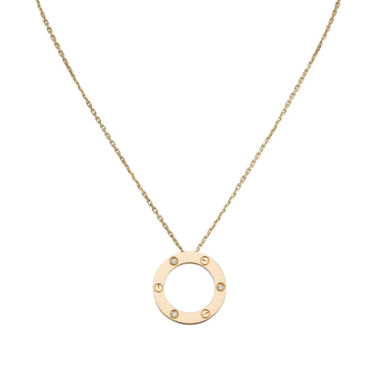 [Loran]LOVE LARGE CIRCULAR PENDANT 3-DIAMOND NECKLACE