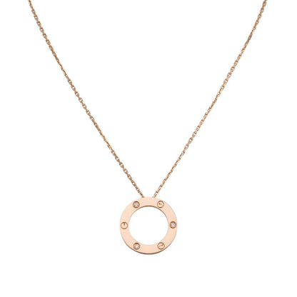 [Loran]LOVE LARGE CIRCULAR PENDANT 3-DIAMOND NECKLACE