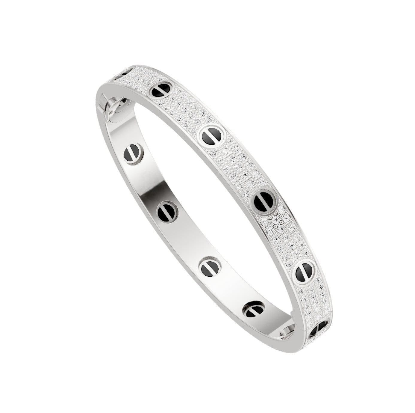 [Loran]CLASSIC 6.1MM LOVE BANGLE - DIAMOND PAVÉ & BLACK CERAMIC