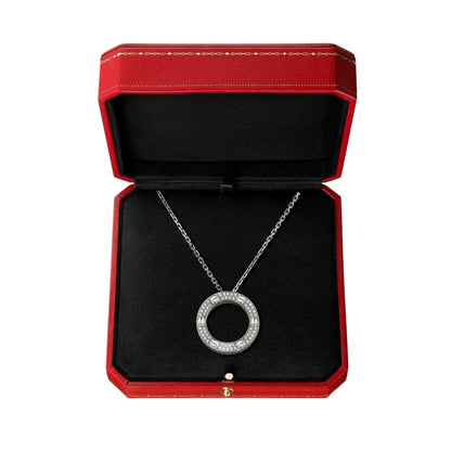 [Loran]LOVE LARGE CIRCULAR PENDANT FULL-PAVÉ DIAMOND NECKLACE