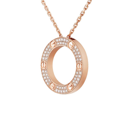 [Loran]LOVE LARGE CIRCULAR PENDANT FULL-PAVÉ DIAMOND NECKLACE