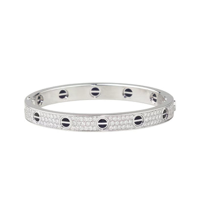 [Loran]CLASSIC 6.1MM LOVE BANGLE - DIAMOND PAVÉ & BLACK CERAMIC