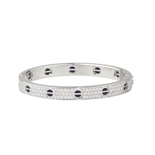 [Loran]CLASSIC 6.1MM LOVE BANGLE - DIAMOND PAVÉ & BLACK CERAMIC