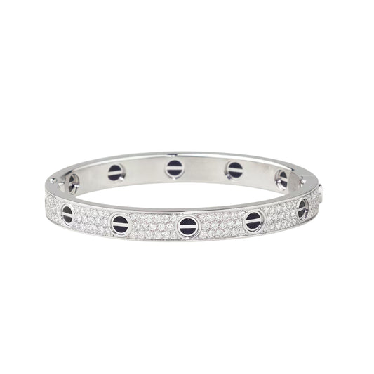 [Loran]CLASSIC 6.1MM LOVE BANGLE - DIAMOND PAVÉ & BLACK CERAMIC