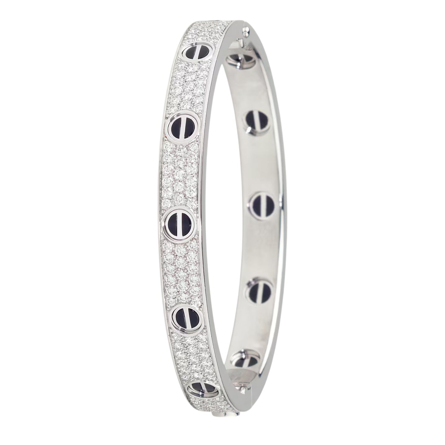 [Loran]CLASSIC 6.1MM LOVE BANGLE - DIAMOND PAVÉ & BLACK CERAMIC