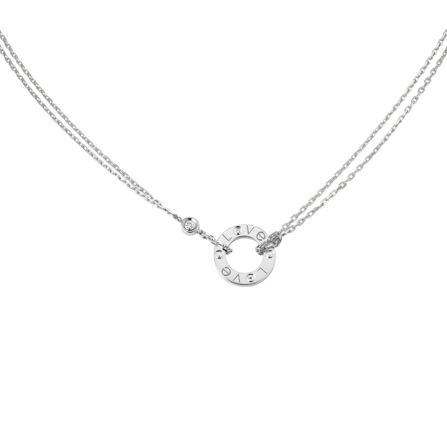 [Loran]LOVE CIRCULAR PENDANT 2-DIAMOND NECKLACE