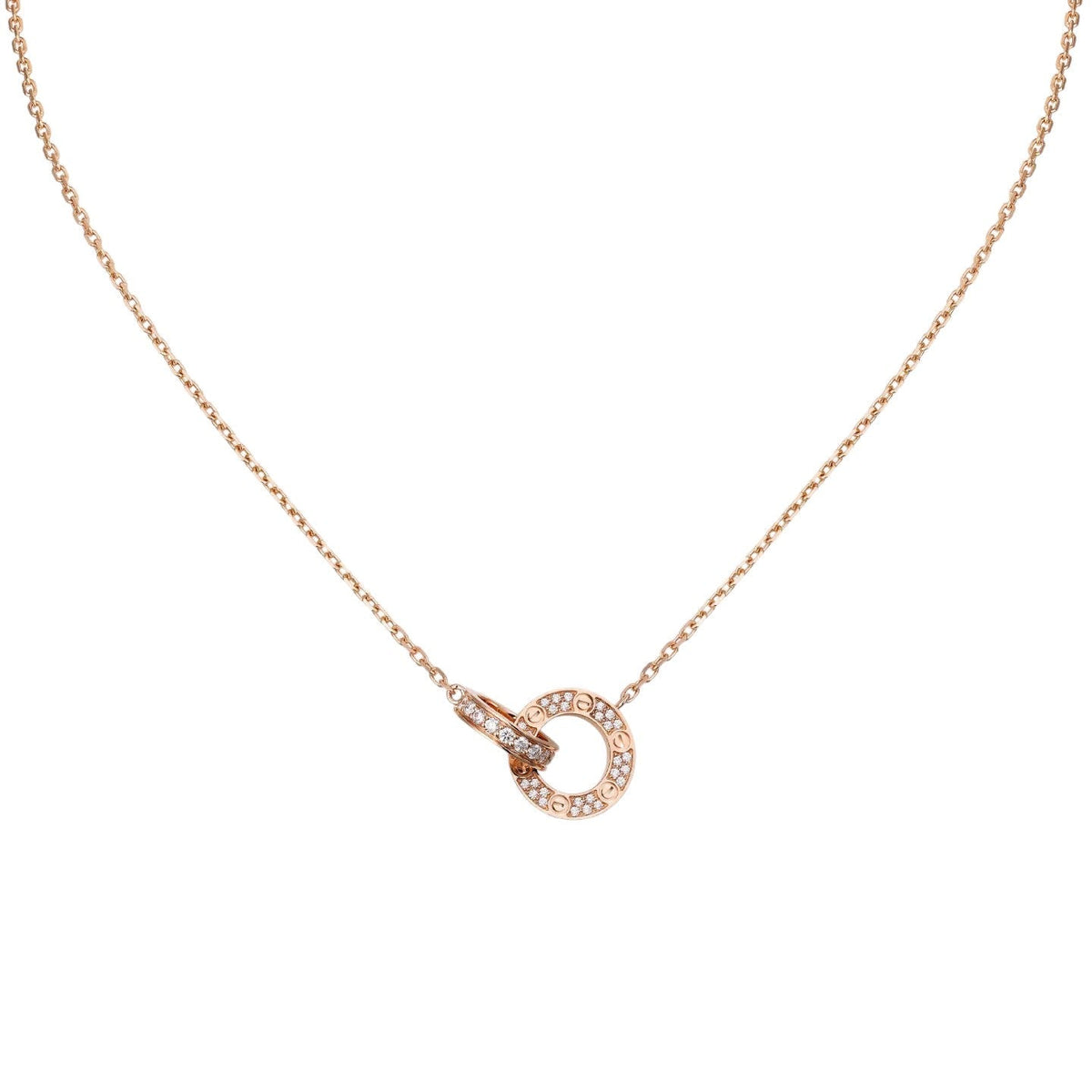 [Loran]LOVE DOUBLE-RING PENDANT FULL-PAVÉ NECKLACE