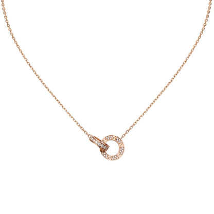 [Loran]LOVE DOUBLE-RING PENDANT FULL-PAVÉ NECKLACE
