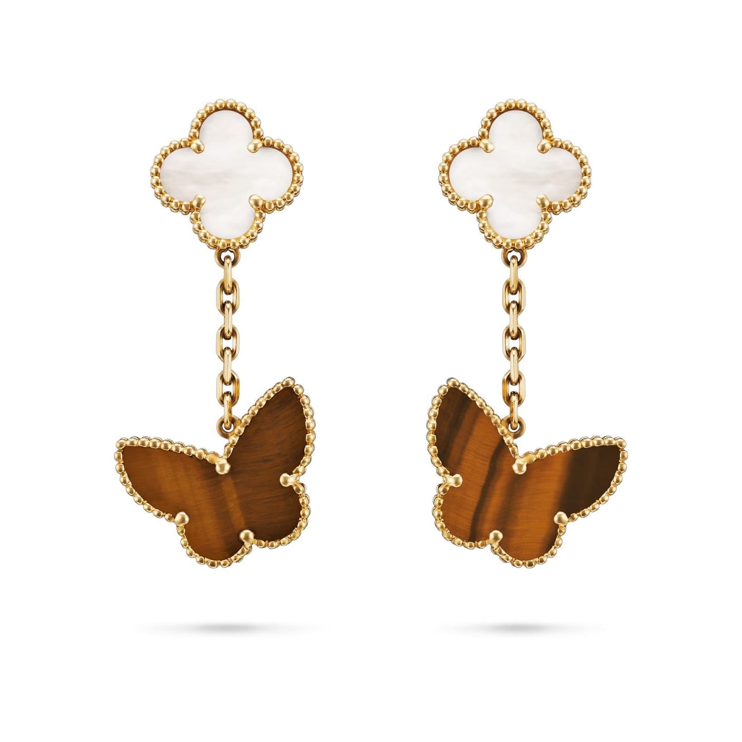 [Loran]CLOVER DUAL-MOTIF STATEMENT STUD EARRINGS - DOUBLE-CHARM COLLECTION