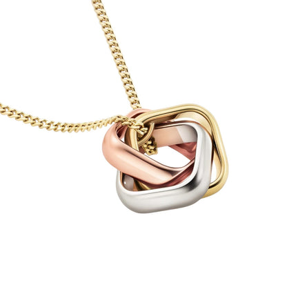 [Loran]TRI-COLOR SQUARE RING NECKLACE