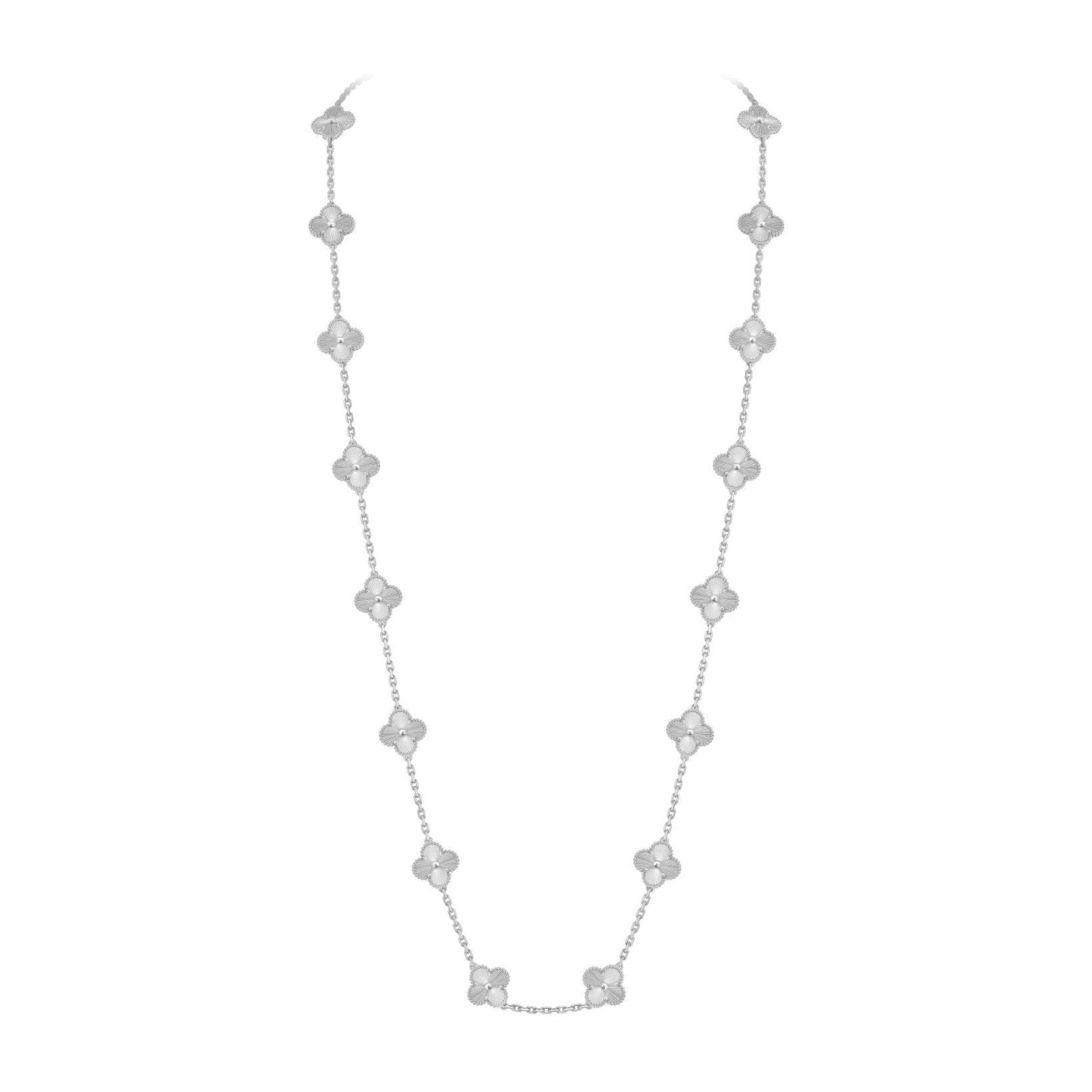 [Loran]CLASSIC 20-MOTIF LUCKY CLOVER LONG NECKLACE WHITE GOLD COLLECTION