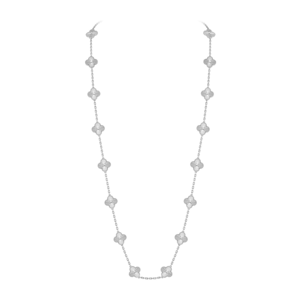 [Loran]CLASSIC 20-MOTIF LUCKY CLOVER LONG NECKLACE WHITE GOLD COLLECTION