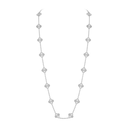[Loran]CLASSIC 20-MOTIF LUCKY CLOVER LONG NECKLACE WHITE GOLD COLLECTION