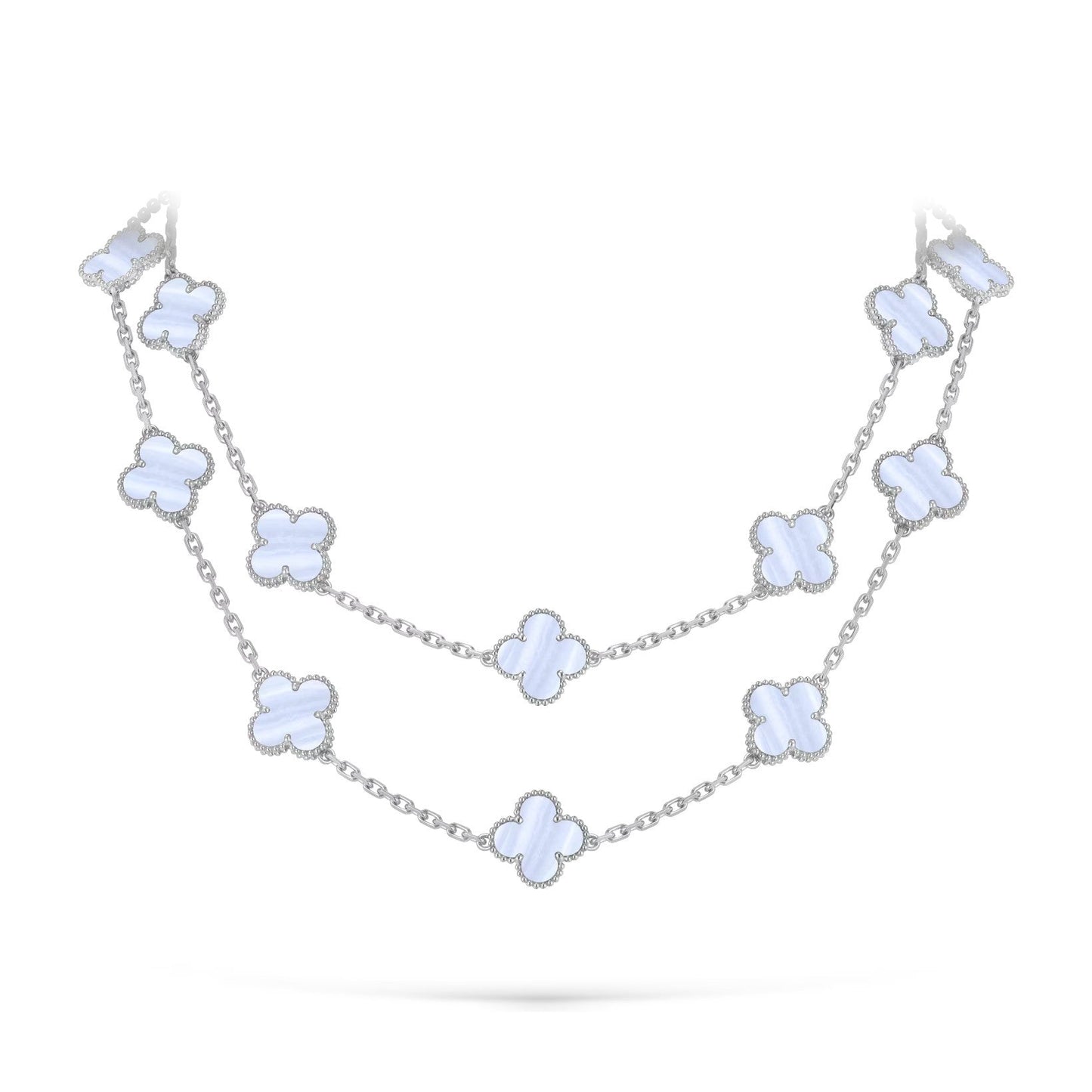 [Loran]CLASSIC 20-MOTIF LUCKY CLOVER LONG NECKLACE WHITE GOLD COLLECTION