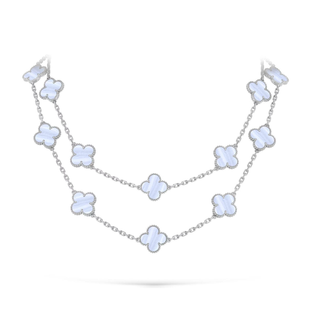 [Loran]CLASSIC 20-MOTIF LUCKY CLOVER LONG NECKLACE WHITE GOLD COLLECTION