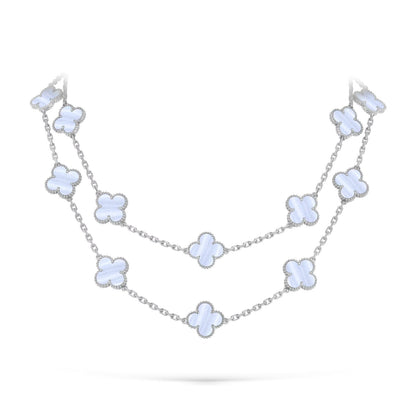 [Loran]CLASSIC 20-MOTIF LUCKY CLOVER LONG NECKLACE WHITE GOLD COLLECTION