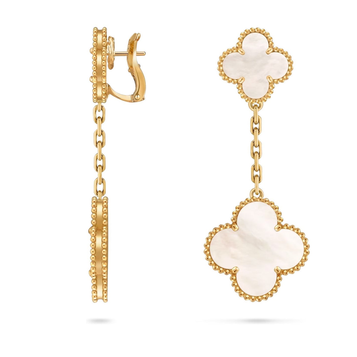 [Loran]CLOVER DUAL-MOTIF STATEMENT STUD EARRINGS - DOUBLE-CHARM COLLECTION