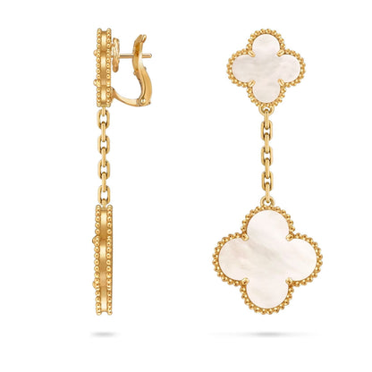 [Loran]CLOVER DUAL-MOTIF STATEMENT STUD EARRINGS - DOUBLE-CHARM COLLECTION