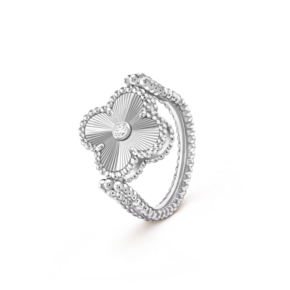 [Loran]LUCKY CLOVER WHITE GOLD REVERSIBLE RING