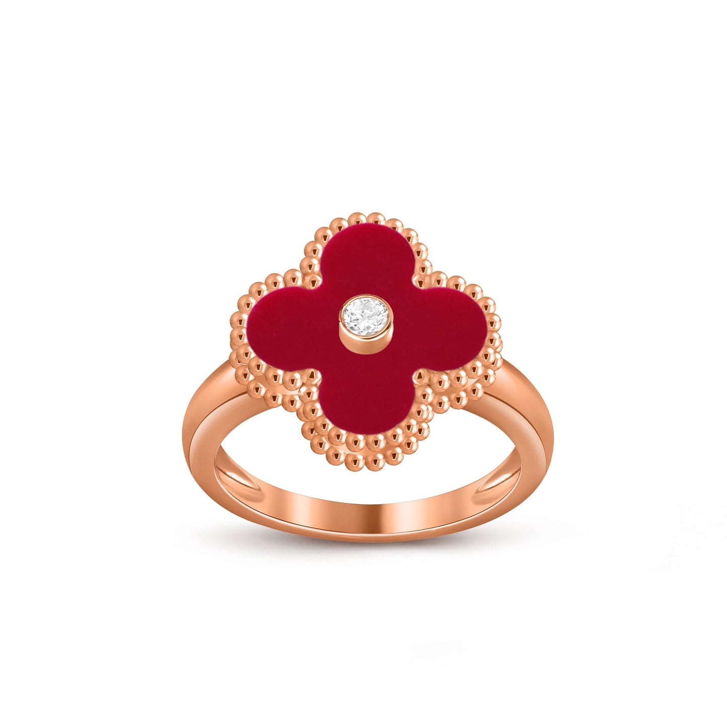 [Loran]LUCKY CLOVER DIAMOND-ACCENT ROSE GOLD RING COLLECTION