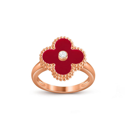 [Loran]LUCKY CLOVER DIAMOND-ACCENT ROSE GOLD RING COLLECTION