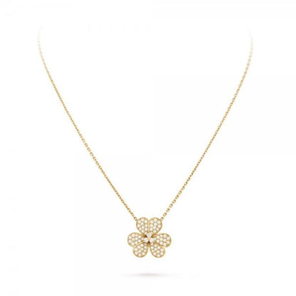 [Loran]PAVÉ DIAMOND FLOWER CHARM NECKLACE