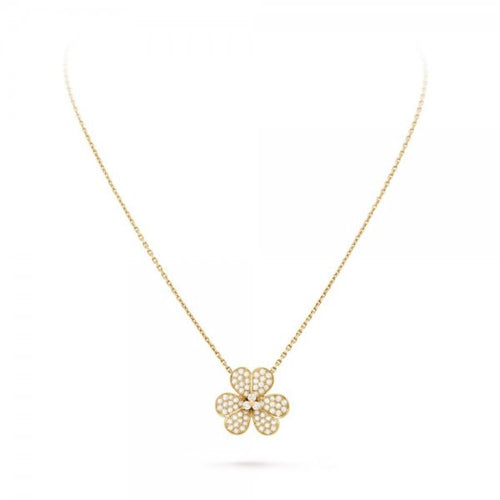 [Loran]PAVÉ DIAMOND FLOWER CHARM NECKLACE