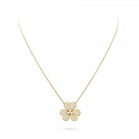 [Loran]PAVÉ DIAMOND FLOWER CHARM NECKLACE