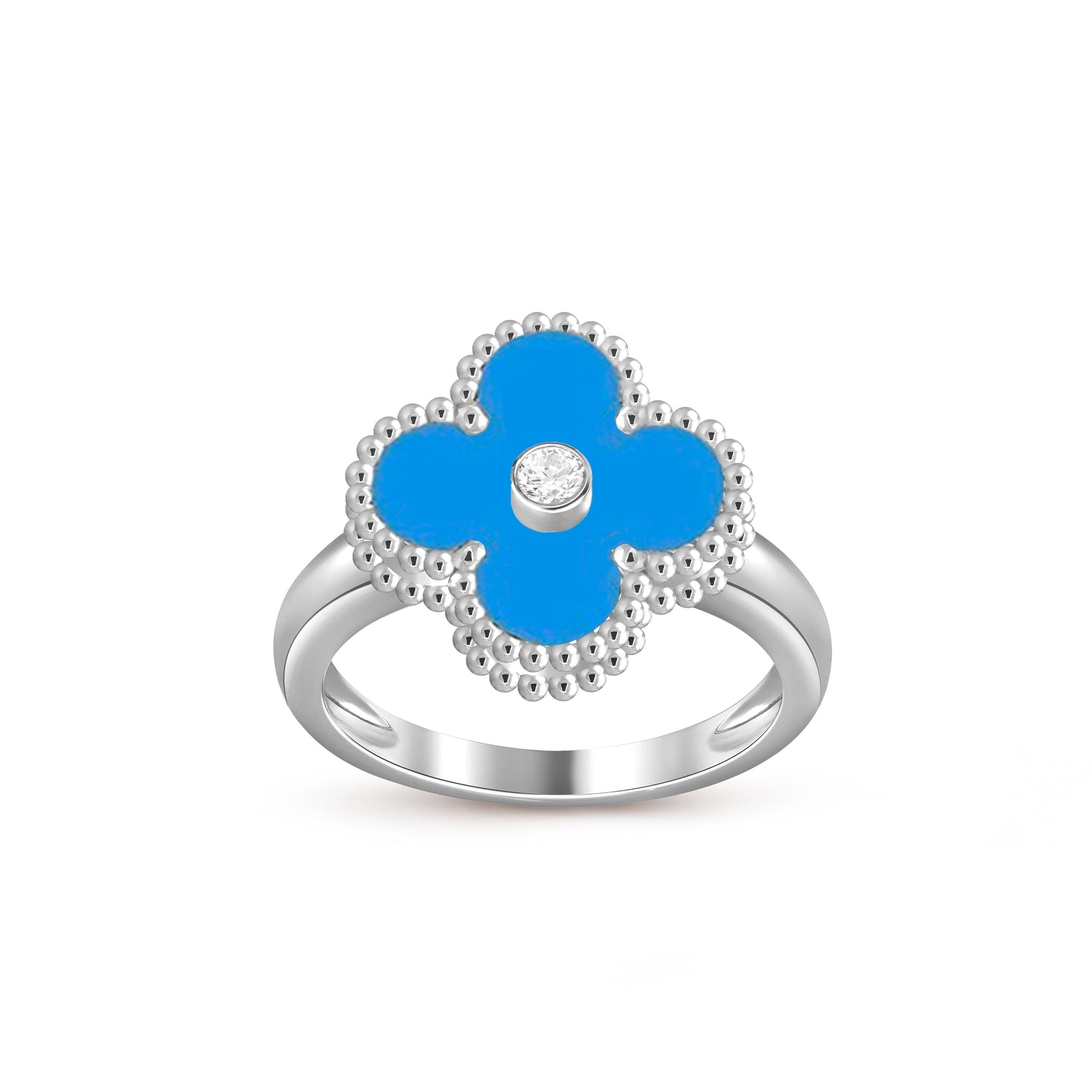 [Loran]LUCKY CLOVER DIAMOND-ACCENT WHITE GOLD RING COLLECTION