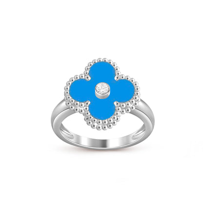 [Loran]LUCKY CLOVER DIAMOND-ACCENT WHITE GOLD RING COLLECTION