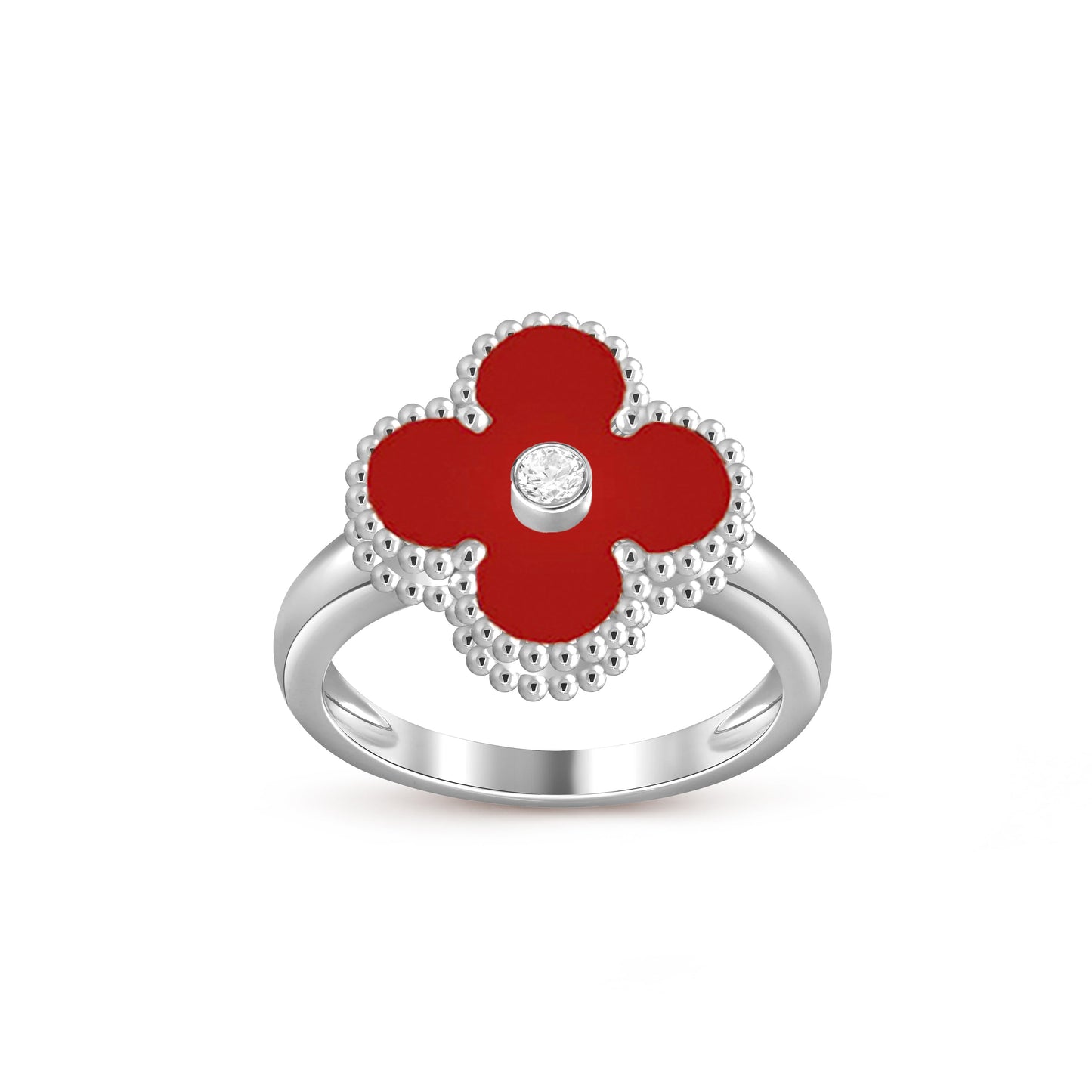 [Loran]LUCKY CLOVER DIAMOND-ACCENT WHITE GOLD RING COLLECTION