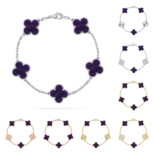 [Loran]LUCKY CLOVER 5-MOTIF BRACELET - CHAROITE COLLECTION