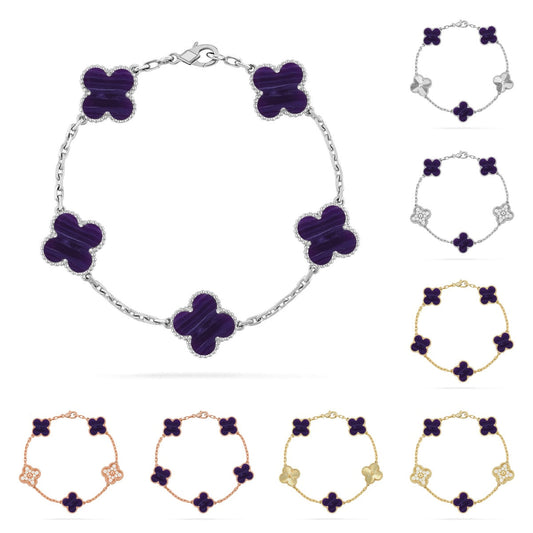 [Loran]LUCKY CLOVER 5-MOTIF BRACELET - CHAROITE COLLECTION