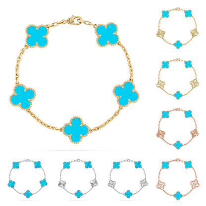 [Loran]LUCKY CLOVER 5-MOTIF BRACELET - TURQUOISE COLLECTION