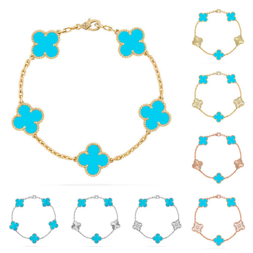 [Loran]LUCKY CLOVER 5-MOTIF BRACELET - TURQUOISE COLLECTION