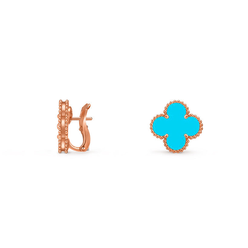 [Loran]15MM CLOVER FLOWER STUD EARRINGS ROSE GOLD COLLECTION