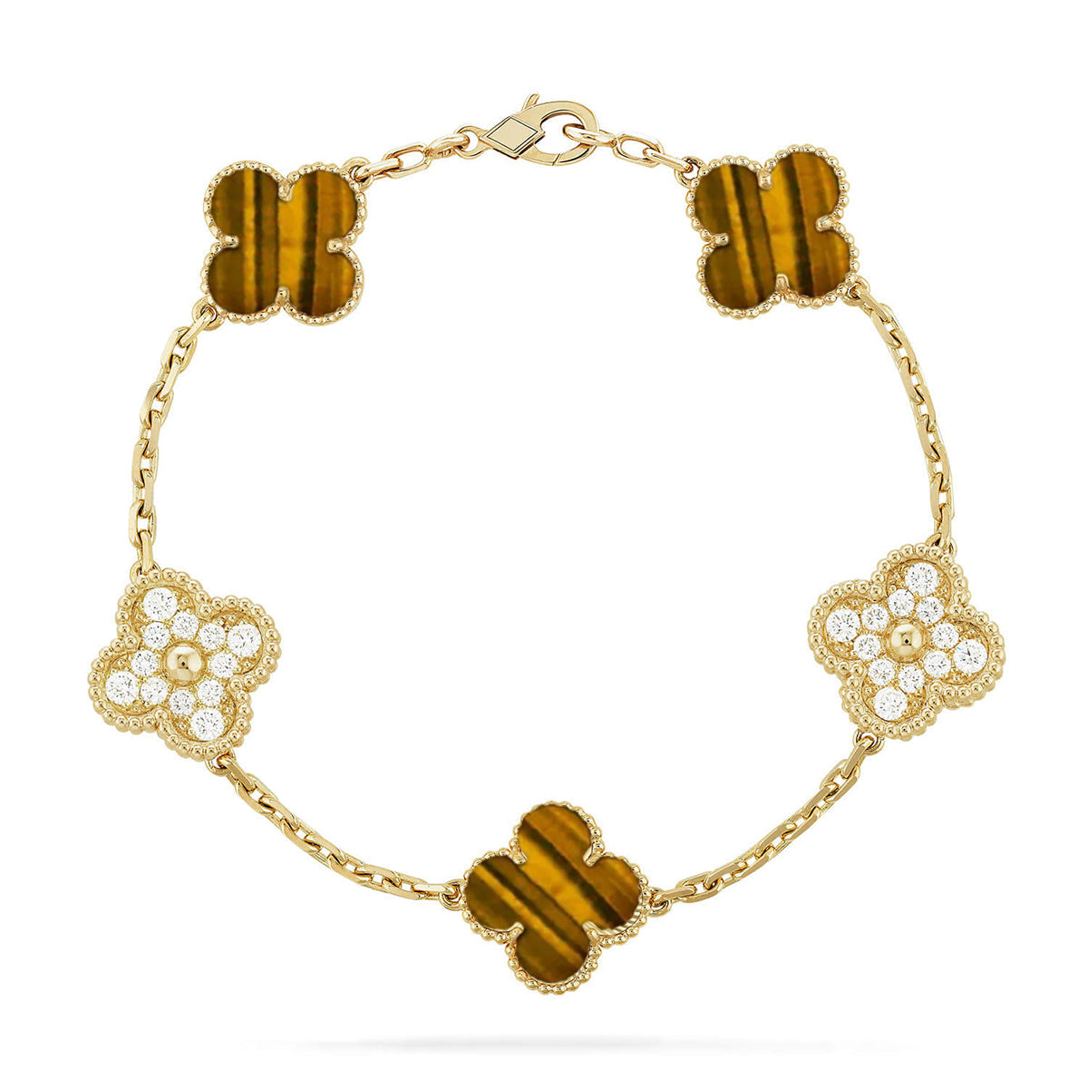 [Loran]LUCKY CLOVER 5-MOTIF BRACELET -  TIGER’S EYE COLLECTION