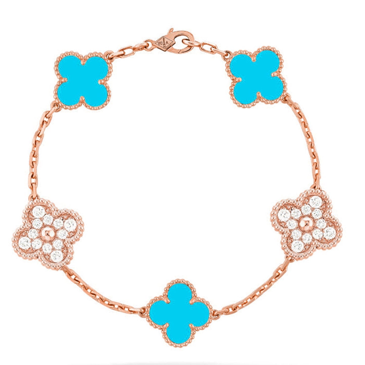 [Loran]LUCKY CLOVER 5-MOTIF BRACELET - TURQUOISE COLLECTION